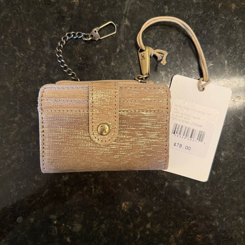 HOBO NWT Gold Textured Card Holder